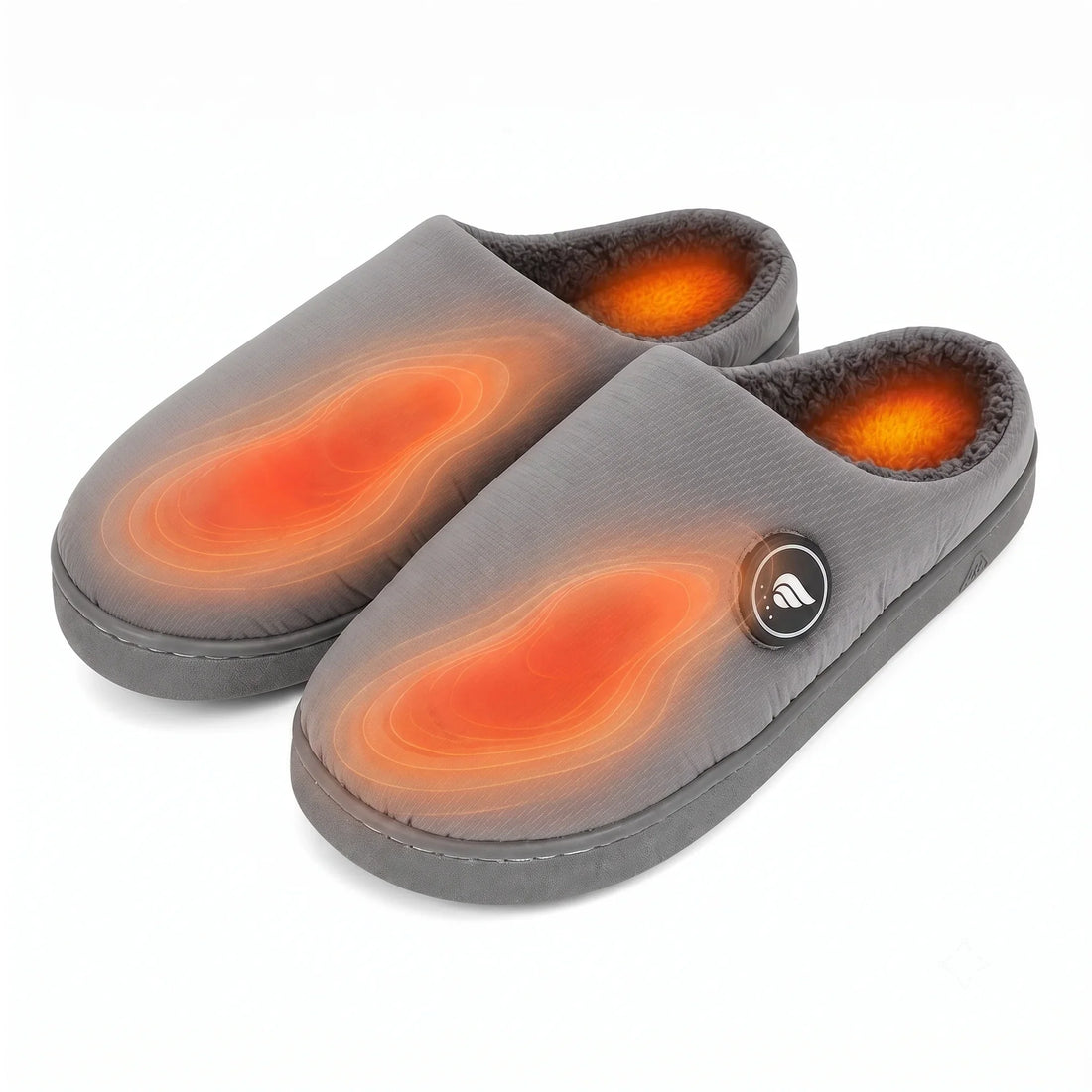 Verwarmde pantoffels open hiel grijs 2